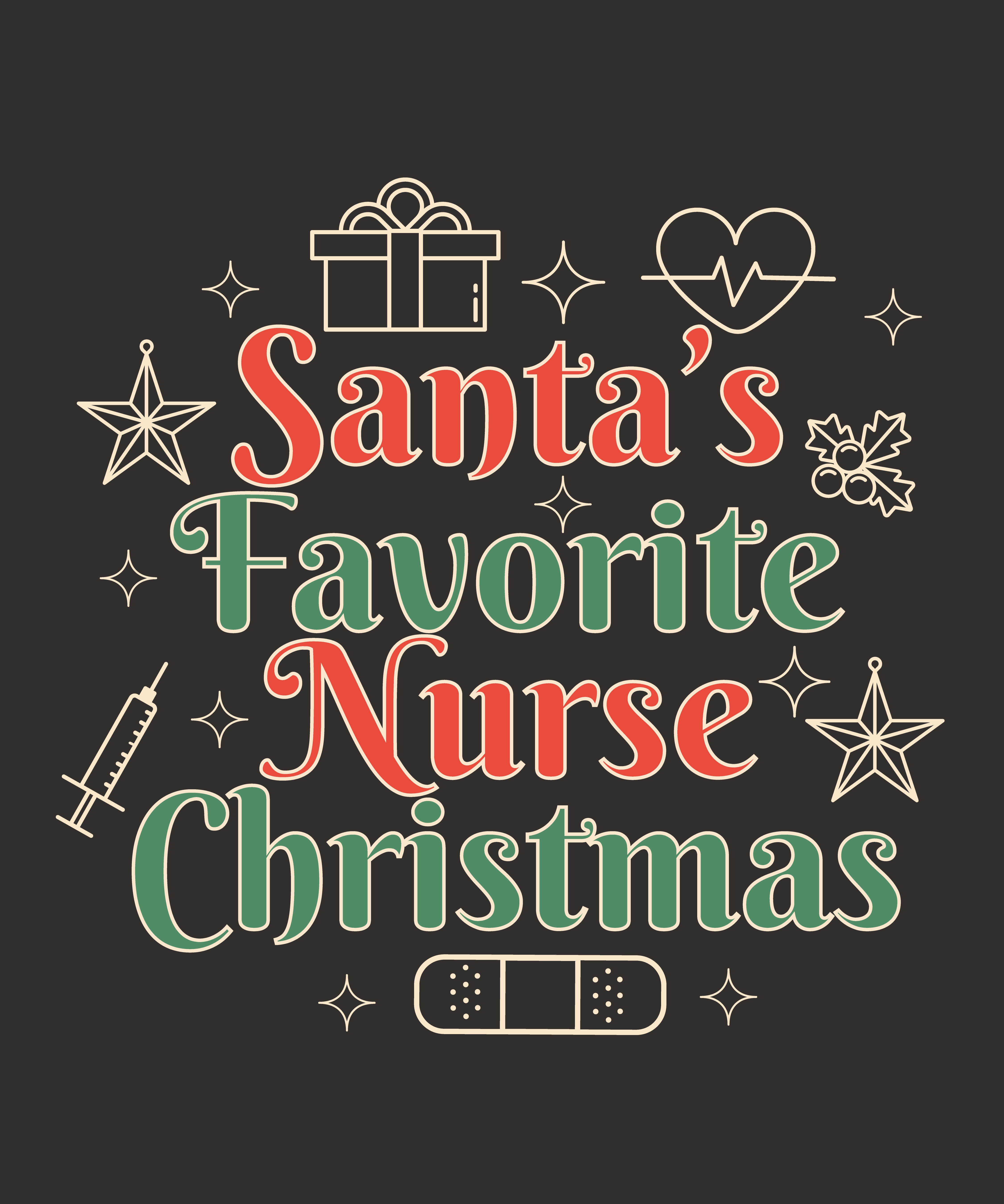 Santa's Favorite Nurse Christmas DTF Transfer (6 Pack)