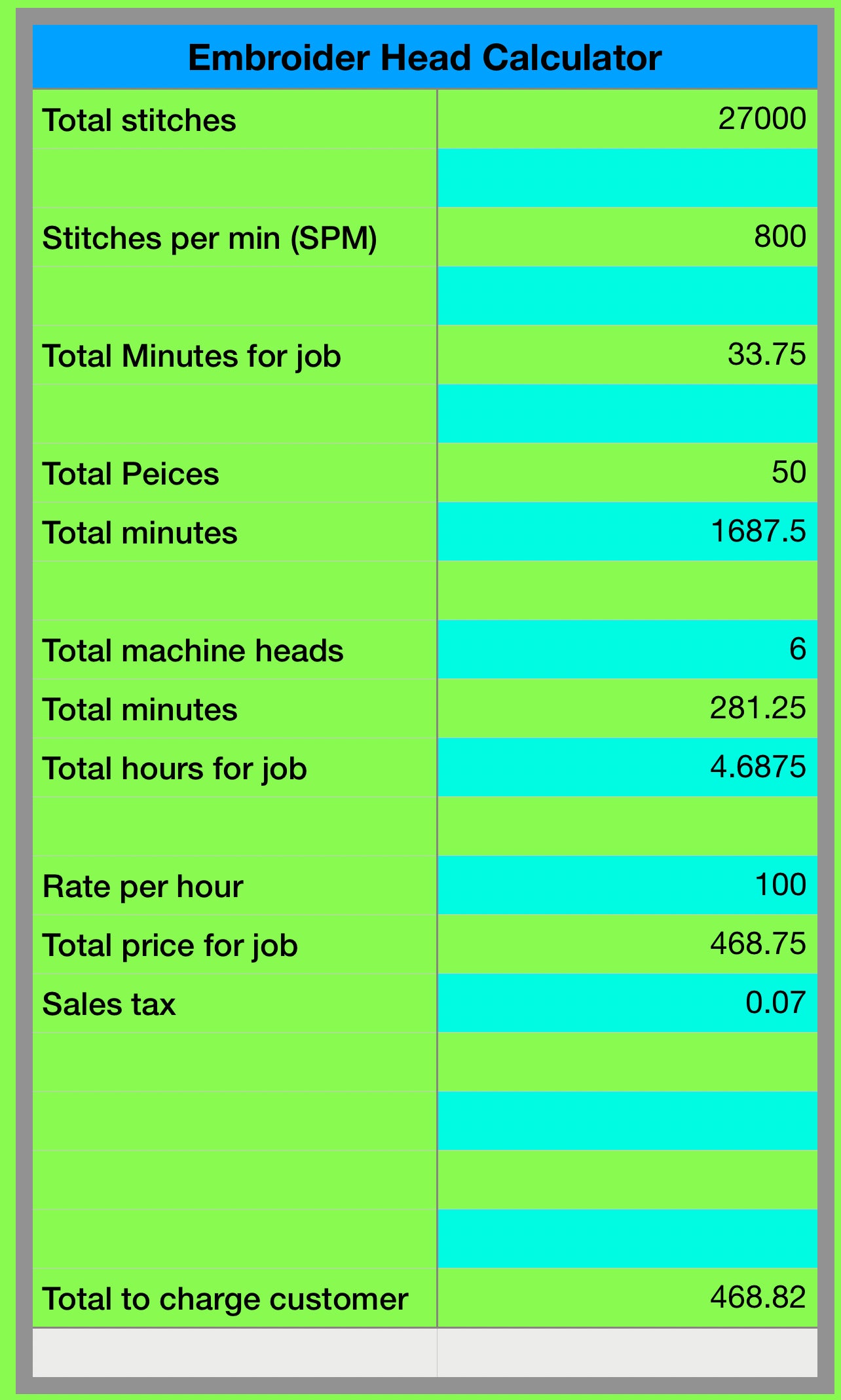 Embroidery Time & Price Calculator (Apple Numbers)