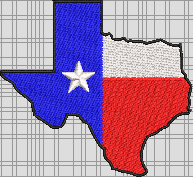 Texas Flag Map Logo .Dst File