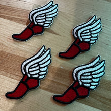 Iron on Winged Track Feet Embroidery Patches (4 Pack)