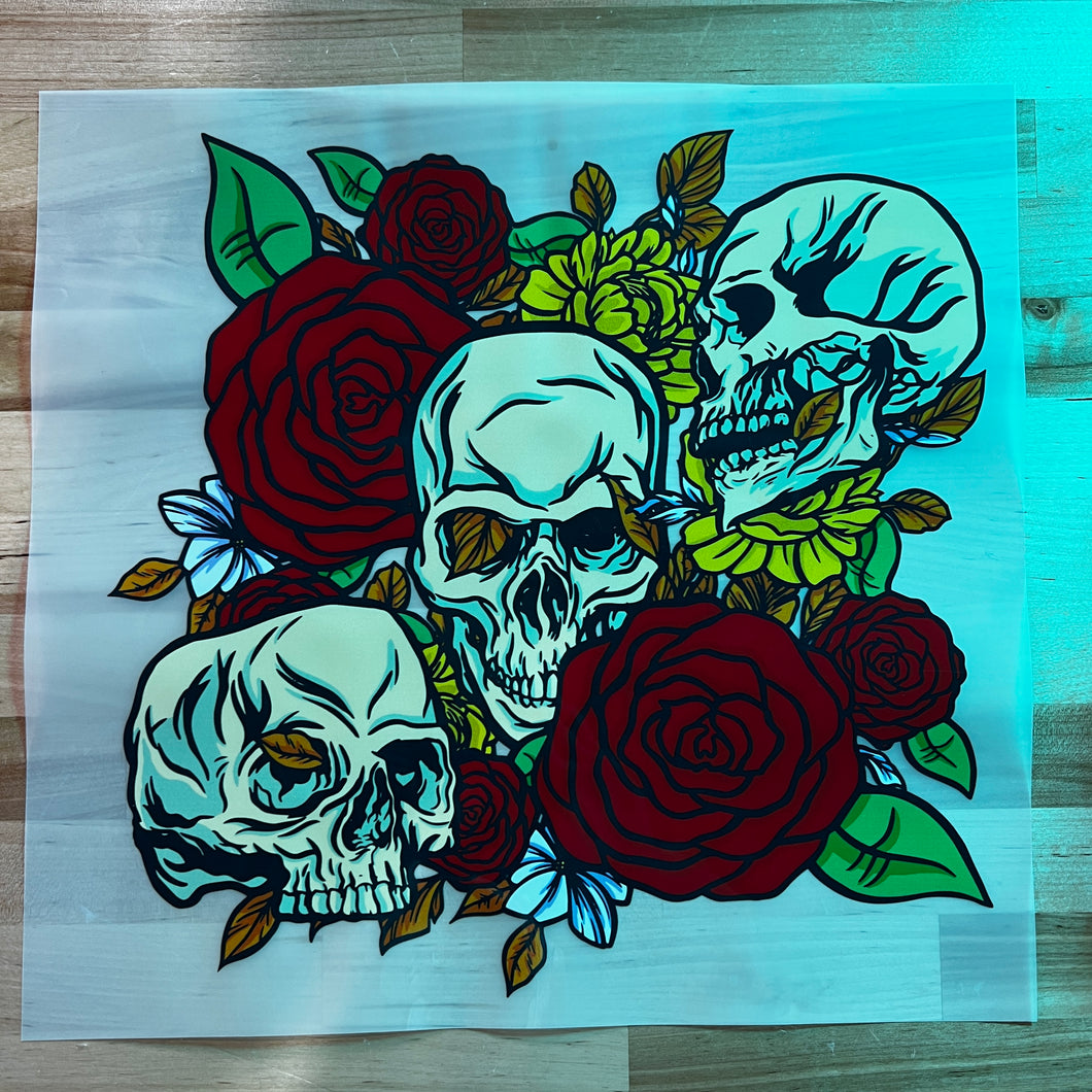 Sculls and Roses DTF Transfer