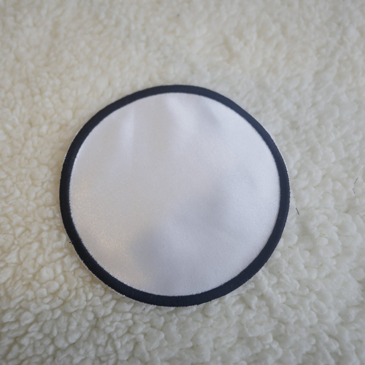 Pack of 5   4" White Circle with black border Sublimation Patches