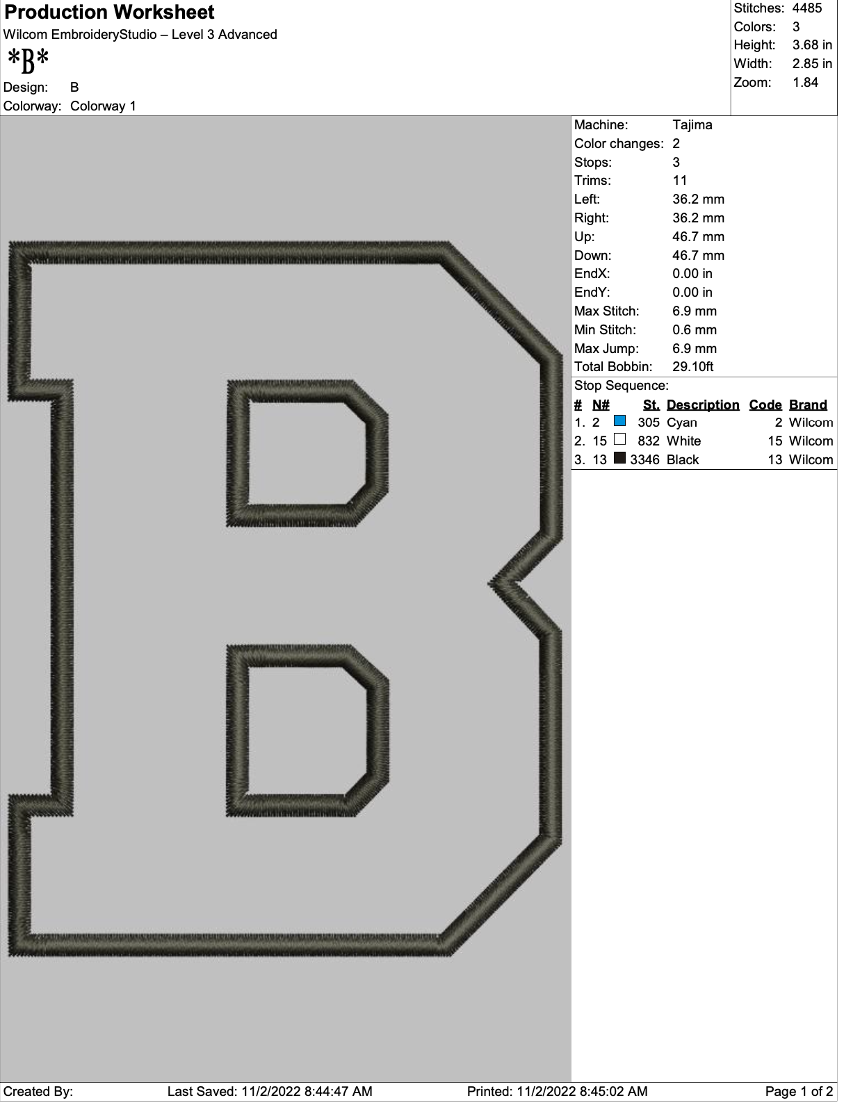 B Appliuè .DST Design File