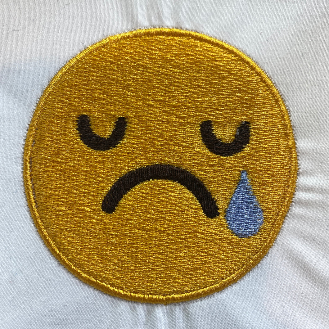 Sad Face Emoji Embroidery Design