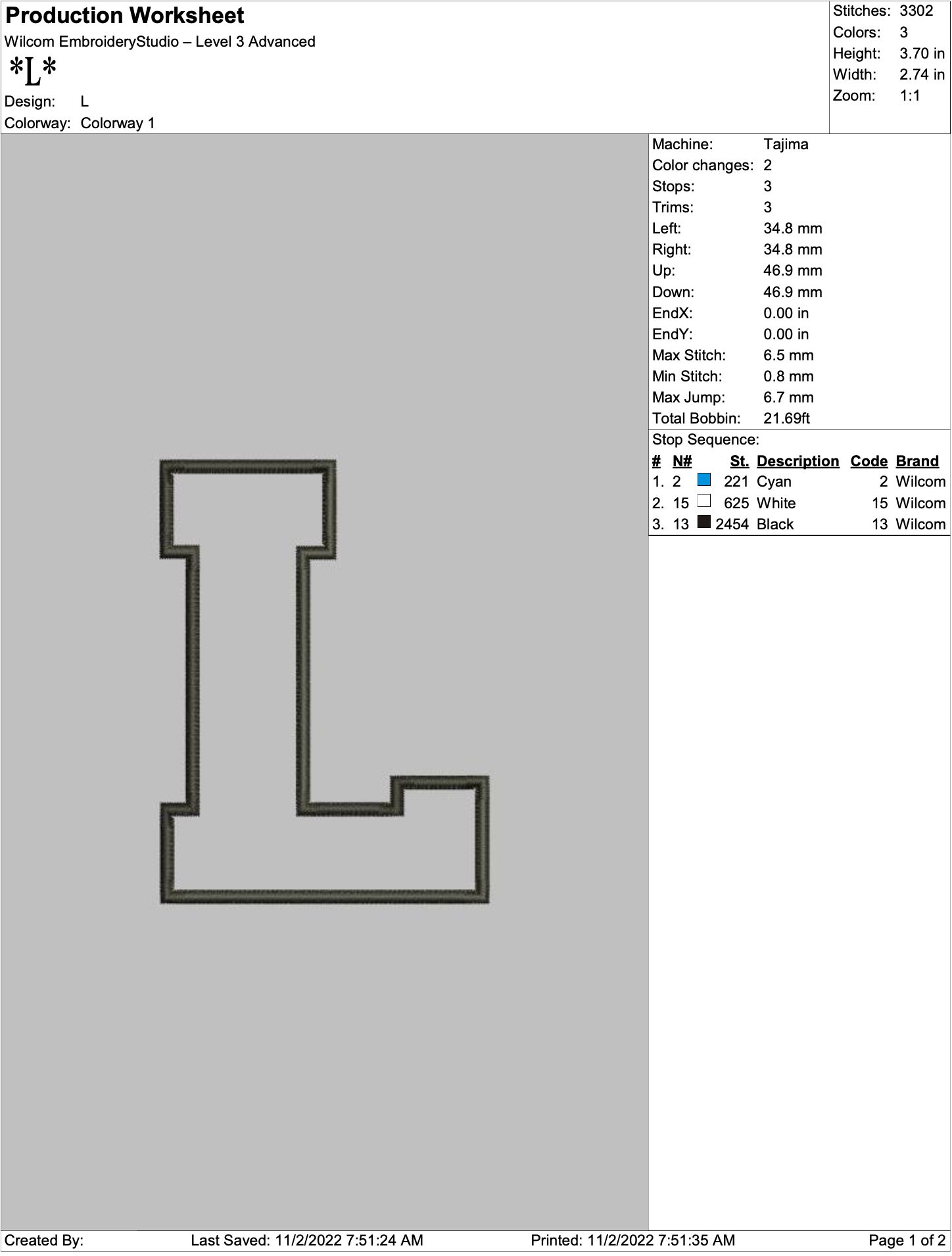 L Applique .Pes design file