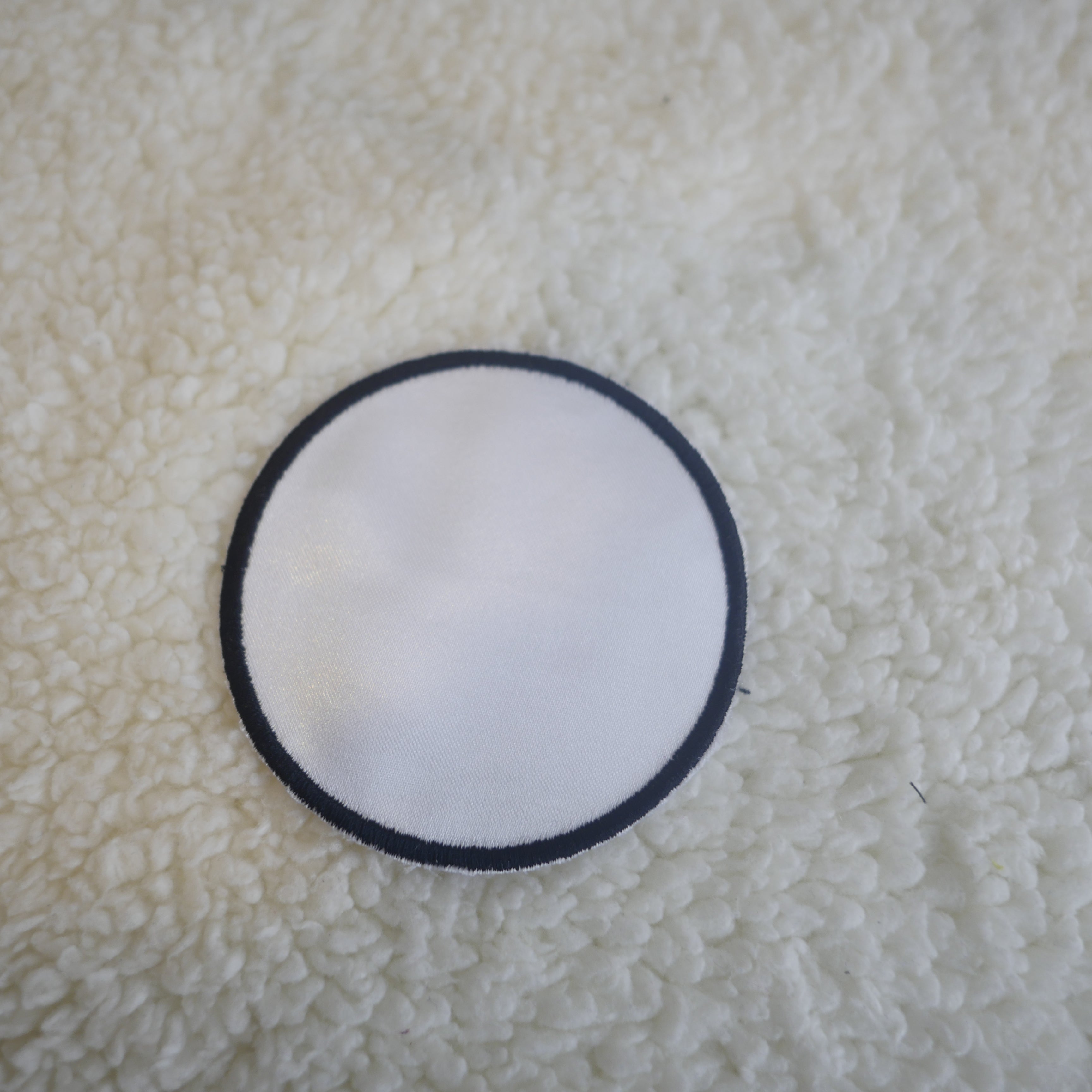 Pack of 5   2" White Circle with Black Border Sublimation Patches